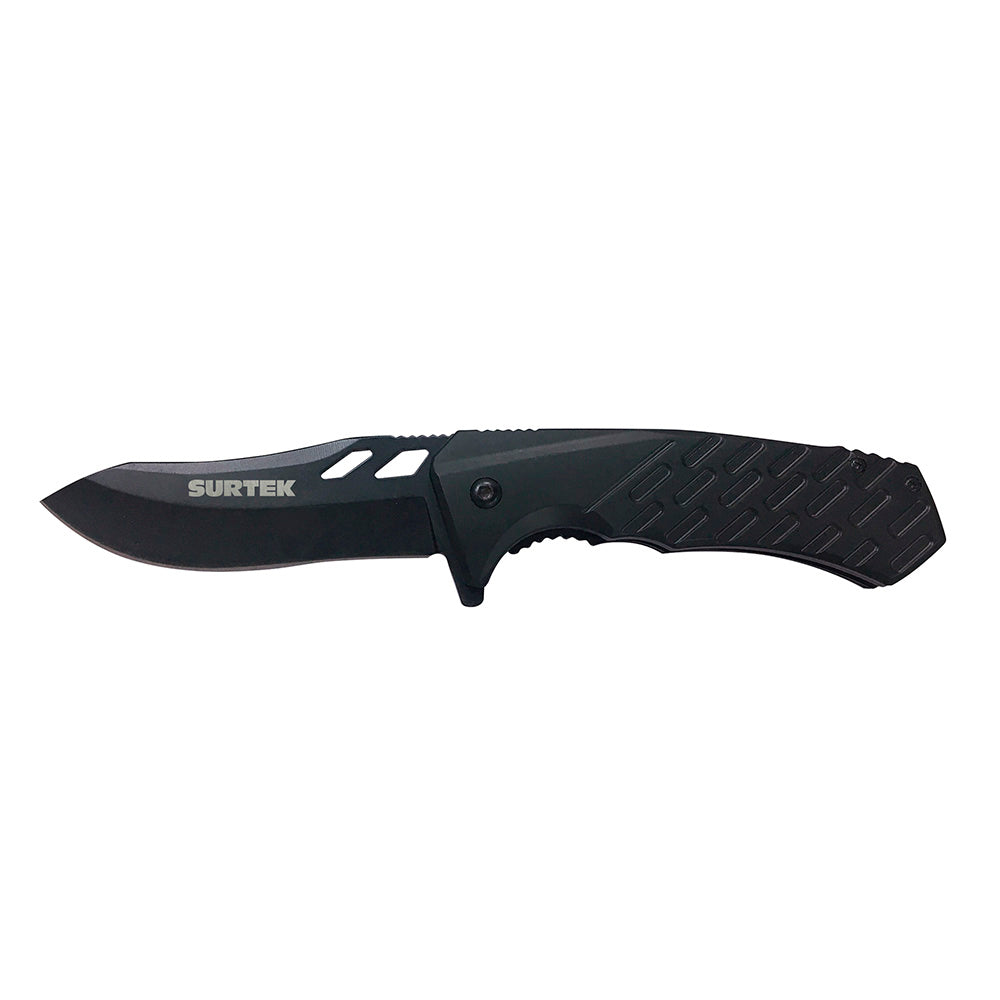 NAVAJA ABATIBLE DE ACERO INOXIDABLE CON MANGO DE PLÁSTICO HOJA DENTADA DE 3-1/4" SURTEK