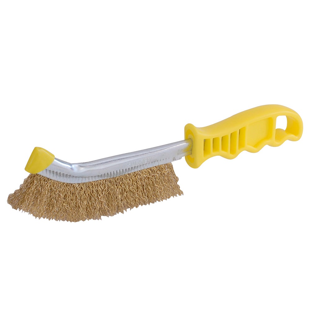 CEPILLO DE ALAMBRE DE ACERO LATONADO ANTI-CHISPA CON MANGO CURVO SURTEK