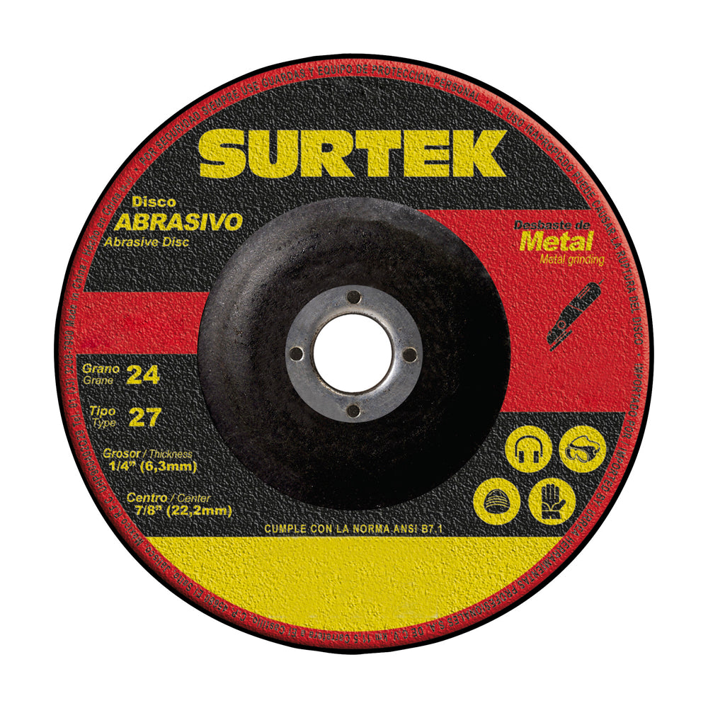 DISCO ABRASIVO TIPO 27 PARA METAL 9" X 1/4" SURTEK