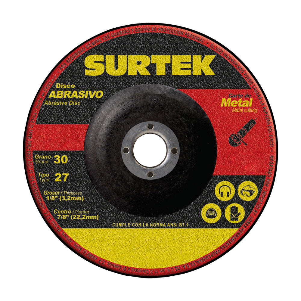 DISCO ABRASIVO TIPO 27 PARA METAL 9" X 1/8" SURTEK