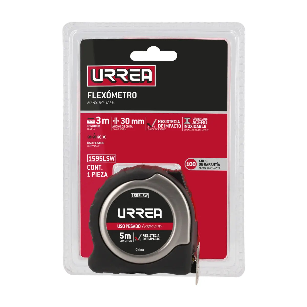 Flexómetro URREA 1595LSW 5 m x 30 mm Doble Vista