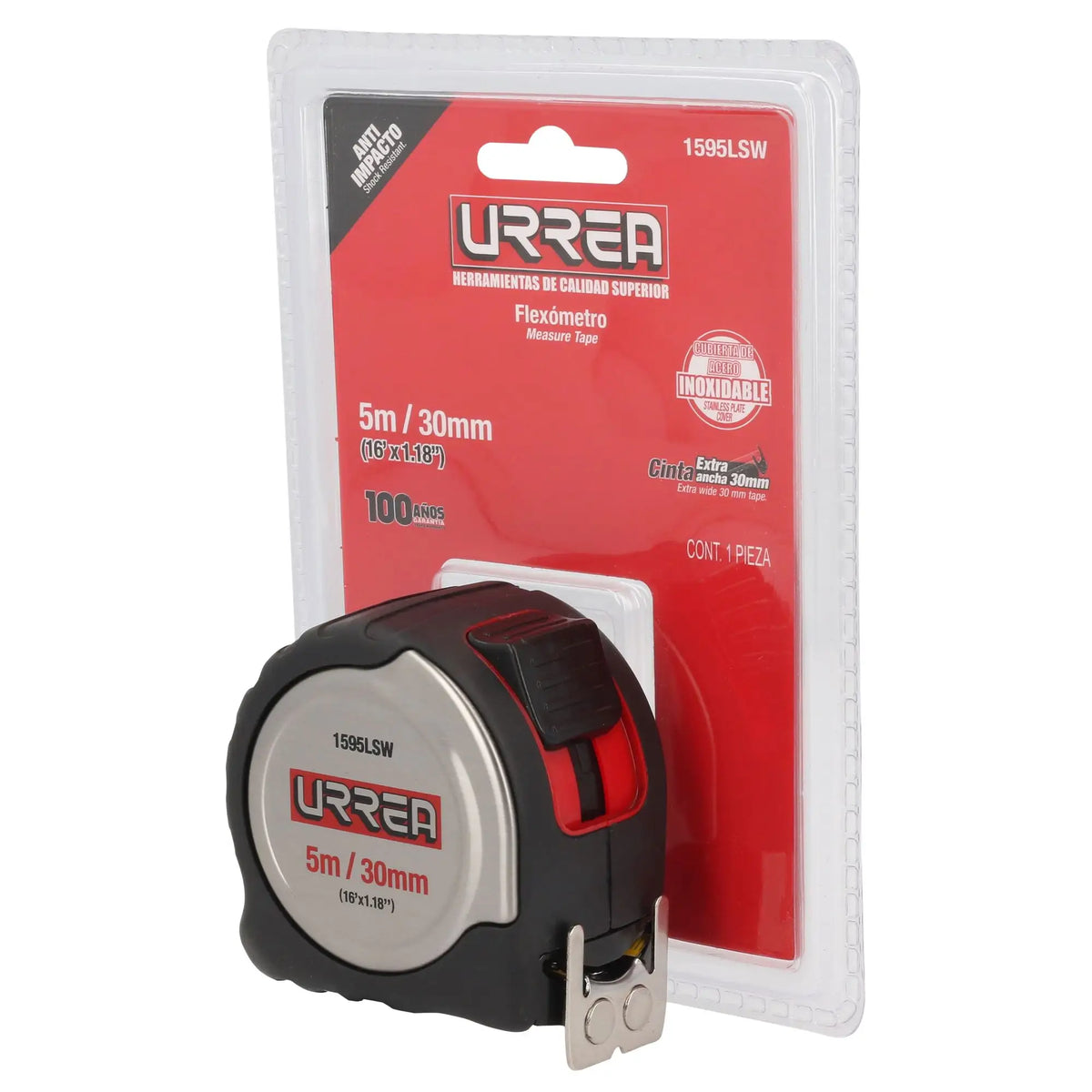 Flexómetro URREA 1595LSW 5 m x 30 mm Doble Vista