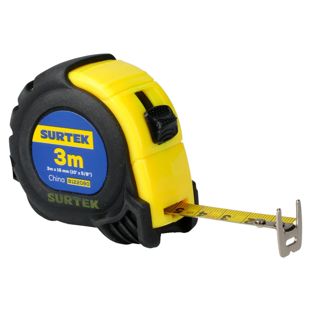 Flexómetro Carcasa Anti Impacto 3m x 16mm con Doble Gancho e Imán - SURTEK B122080