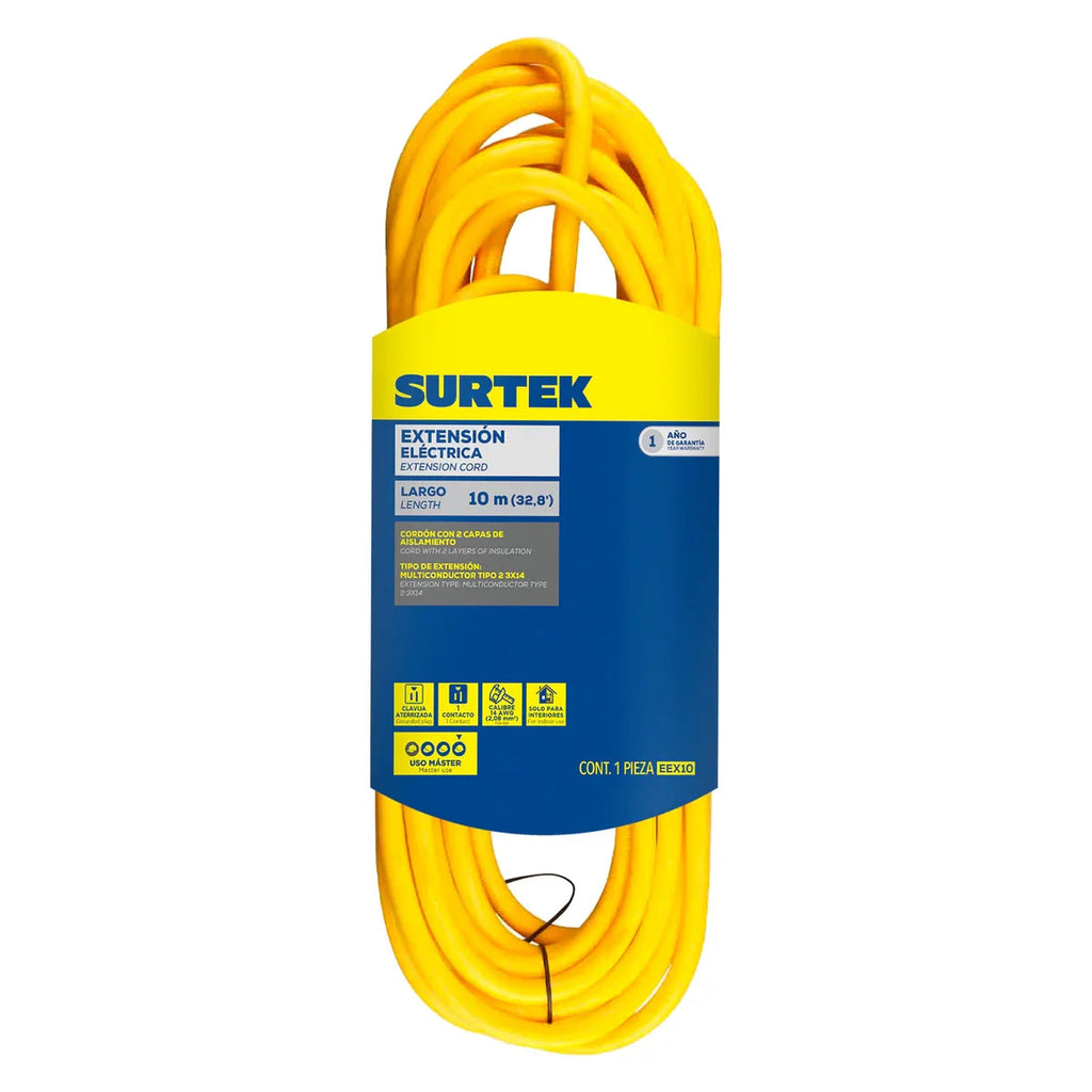 Extensión Eléctrica Uso Extra Rudo 10 metros - SURTEK EEX10