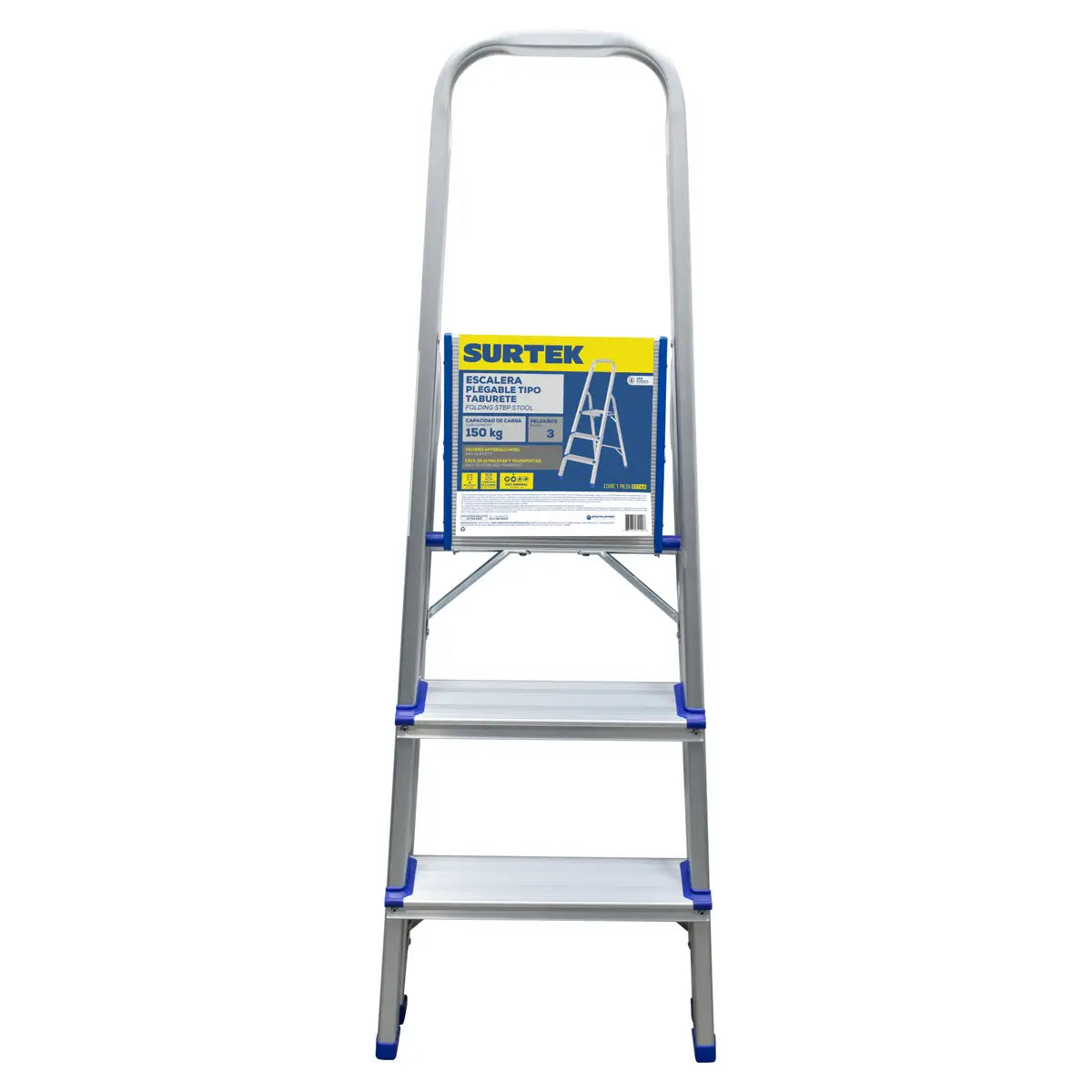 Escalera Plegable Tipo Taburete De Aluminio Con 3 Peldaños 108 Cm | Surtek ETTA3