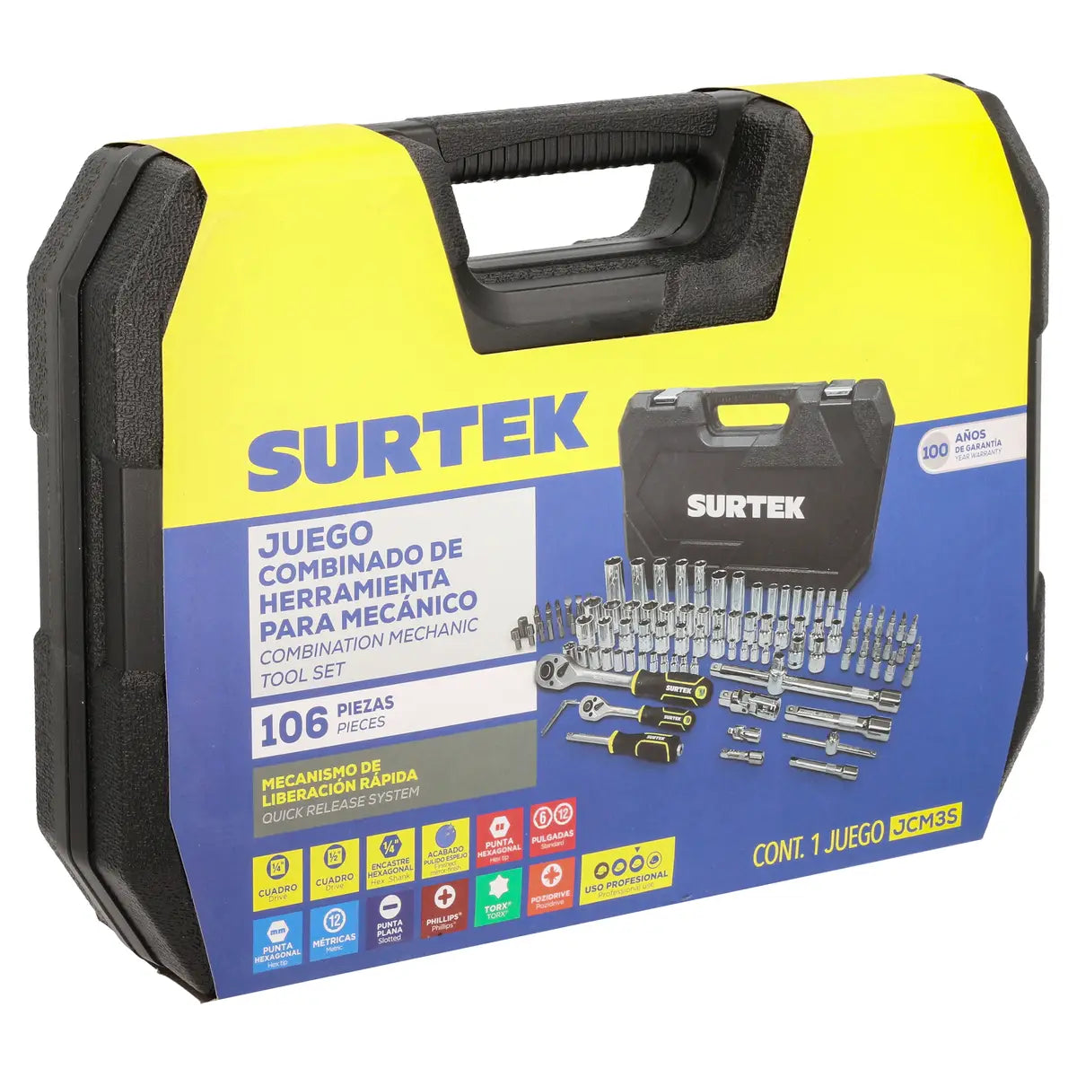 Juego De Herramientas 106 Piezas Con Estuche - SURTEK JCM3S