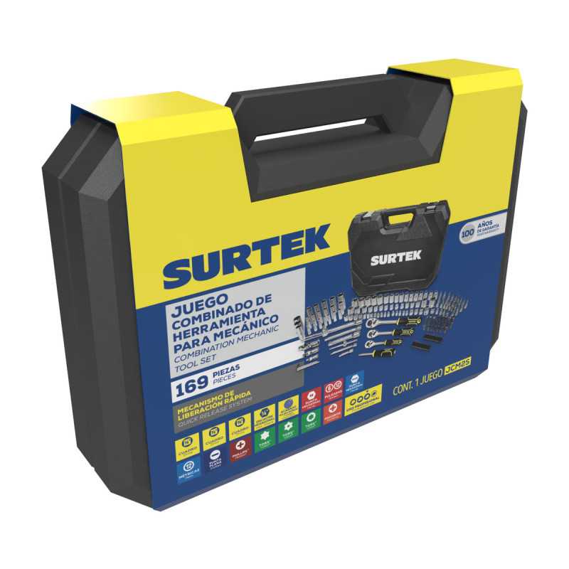 Juego combinado de herramienta para mecánico 169 piezas - Surtek JCM2S